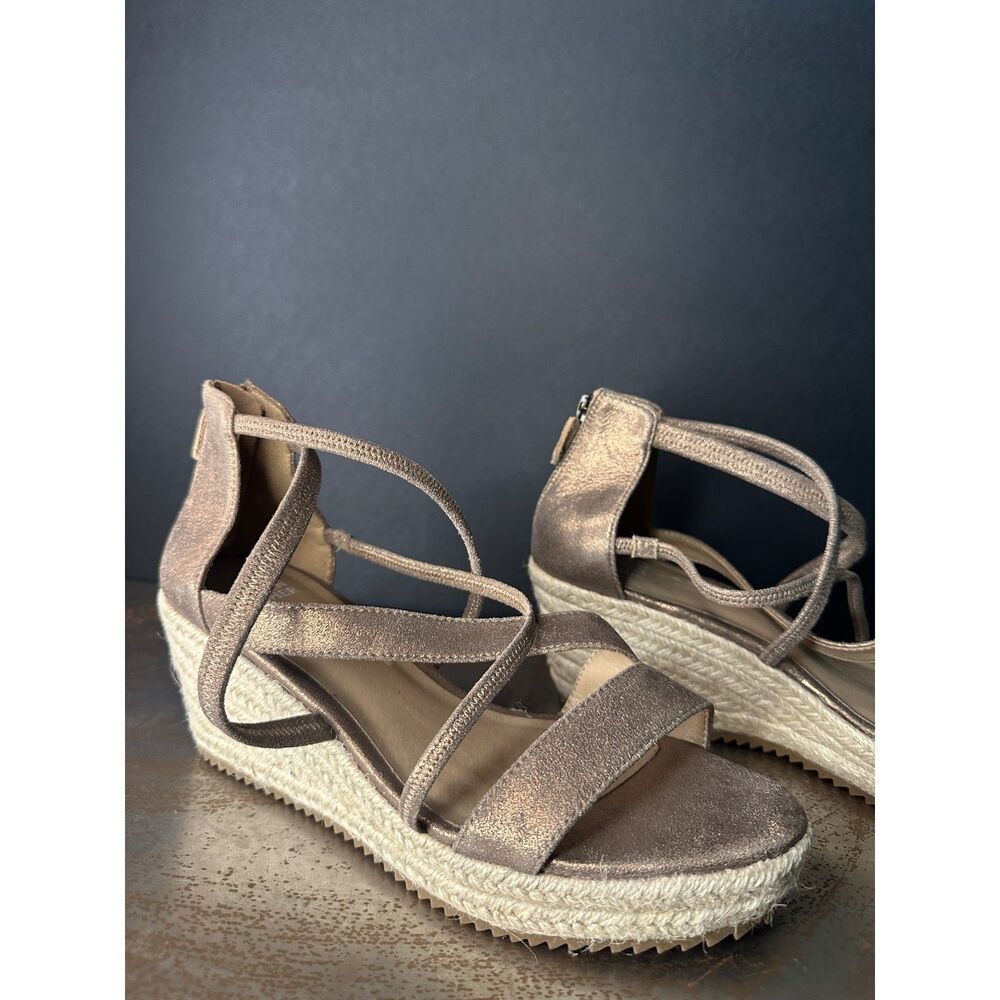 Eileen Fisher Wanda Espadrille Sandals 9.5 Minimalist Vacation Casual Bronze